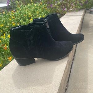 Black Suede Ankle Boots with Side Zipper